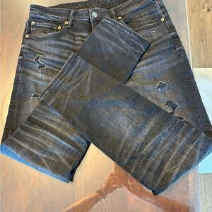 American Eagle Outfitters Men's Distressed Dark Jeans